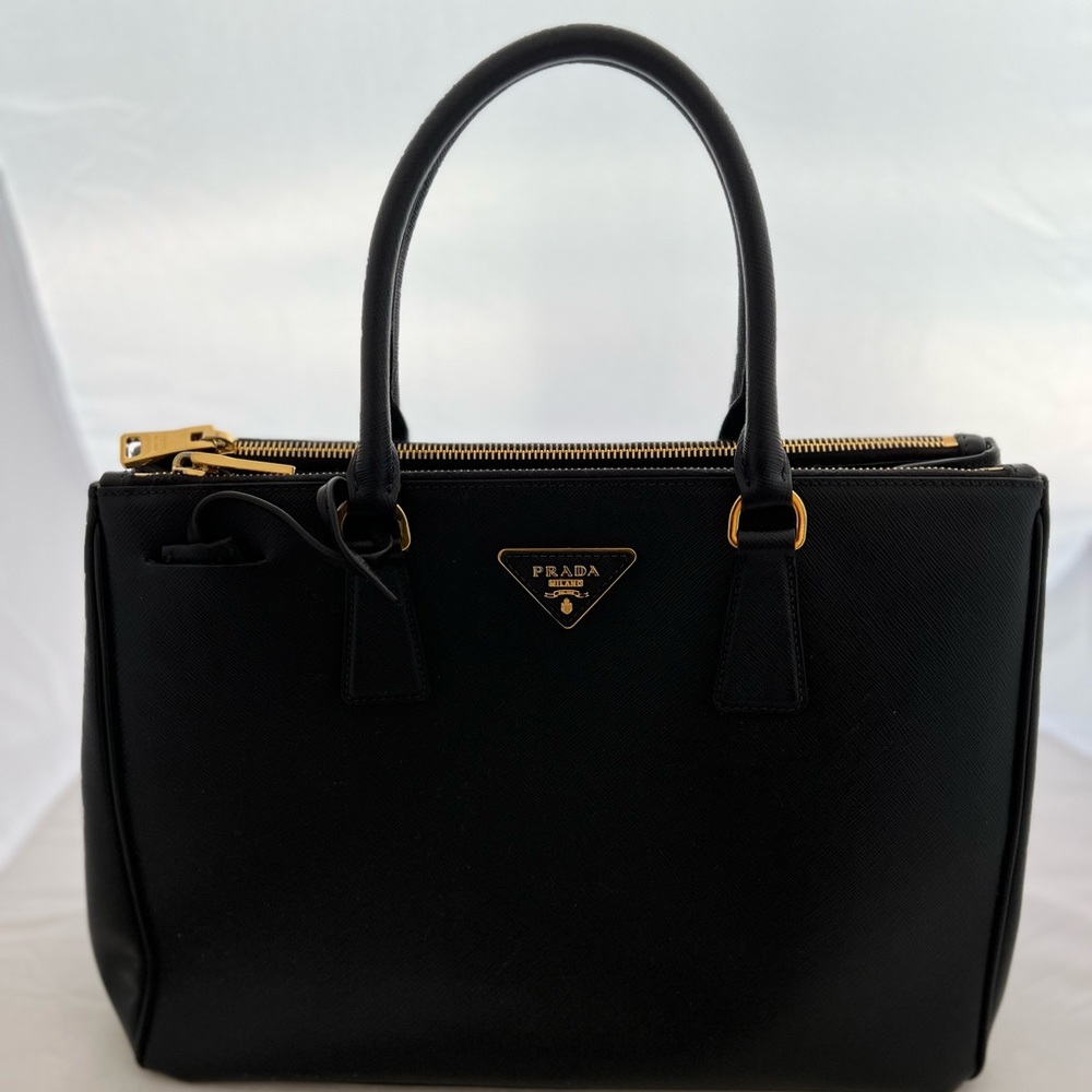 Large Prada Galleria Saffiano Black Leather Bag